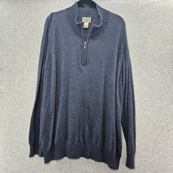 L.L. Bean Men's Wicked Soft 1/4 Zip  Cotton‎ Cashmere Blend Sweater Size XXL Reg - Picture 1 of 3